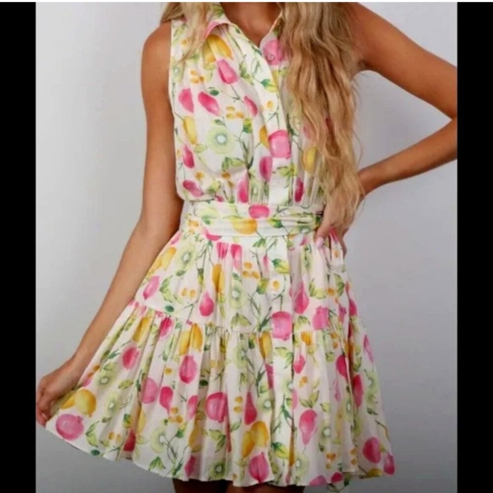 Cynthia Rowley Fruit Print Linen Blend Dress NWOT